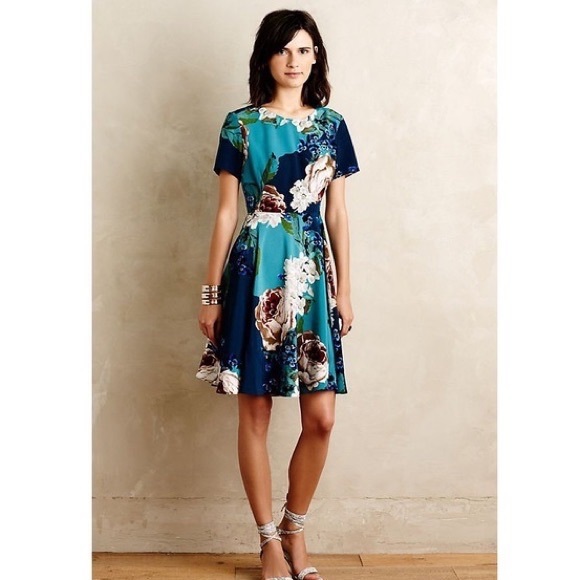 Anthropologie COREY LYNN CALTER Blue Floral Paeonia dress - Picture 2 of 6